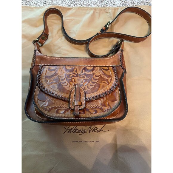 Patricia Nash Camille Embossed Leather Crossbody Bag Adjustable Strap & Back Zip - Picture 5 of 12